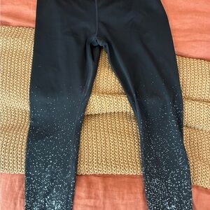 Athleta Black Leggings with White Speckles